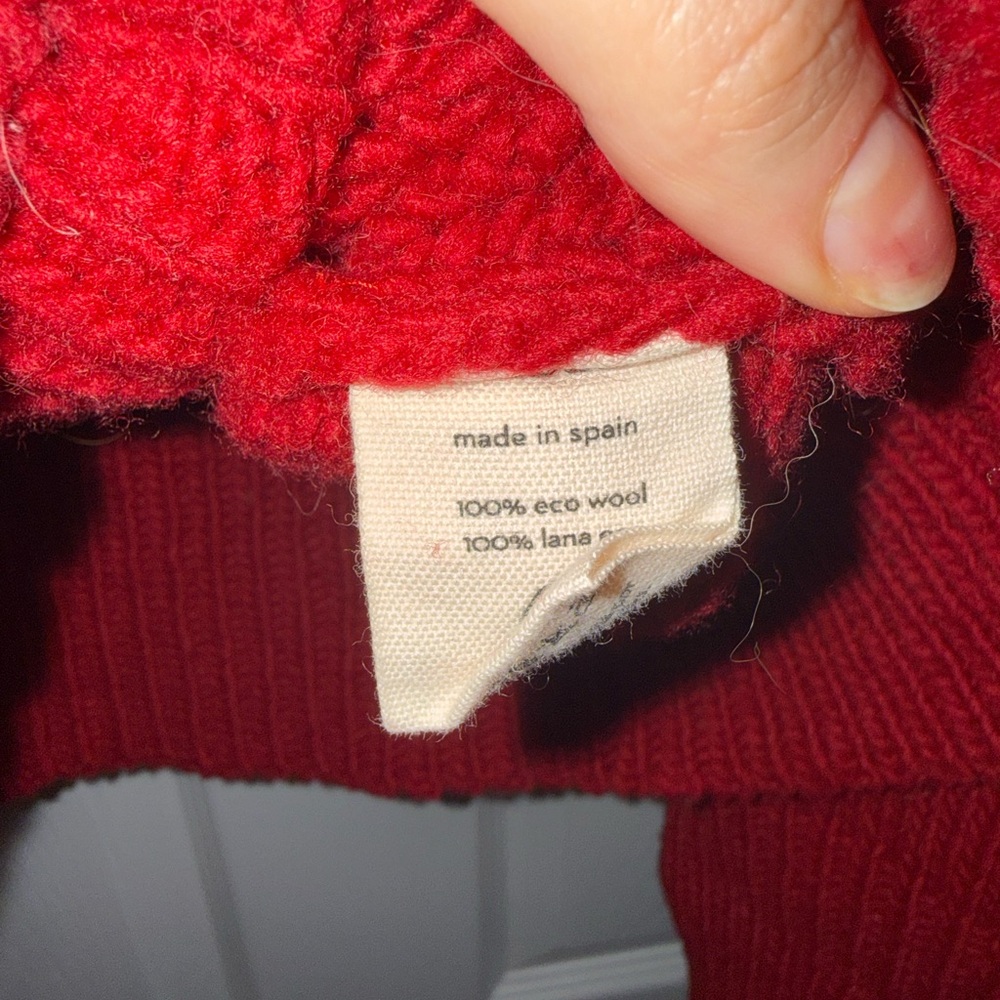 Babaa Red V-Neck Wool Sweater - Picture 8 of 10